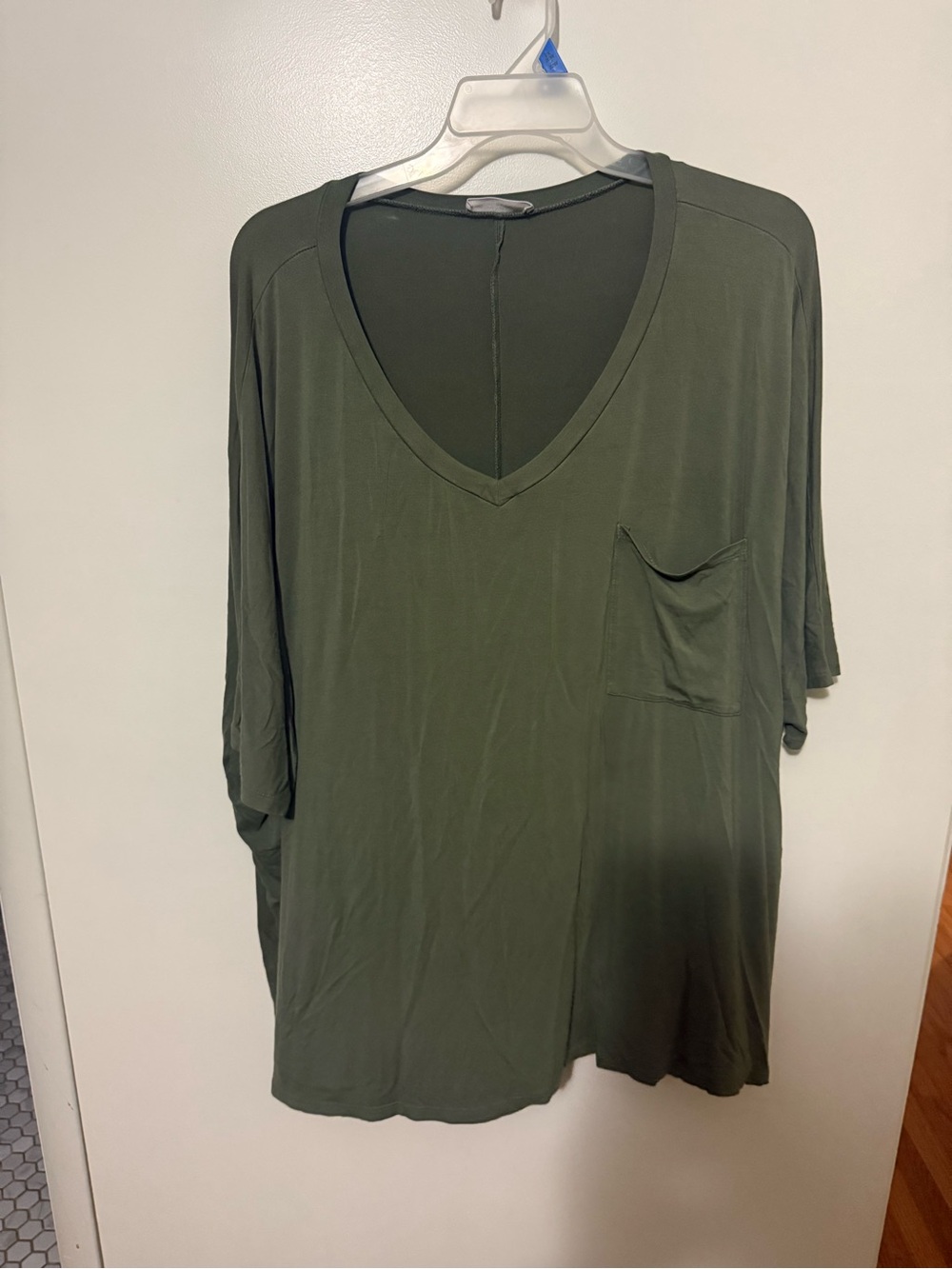 Zenana Outfitters Olive Green V-Neck Pocket Tee